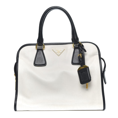 Prada Saffiano Soft Bi-Color Tote Black White 1 of 11