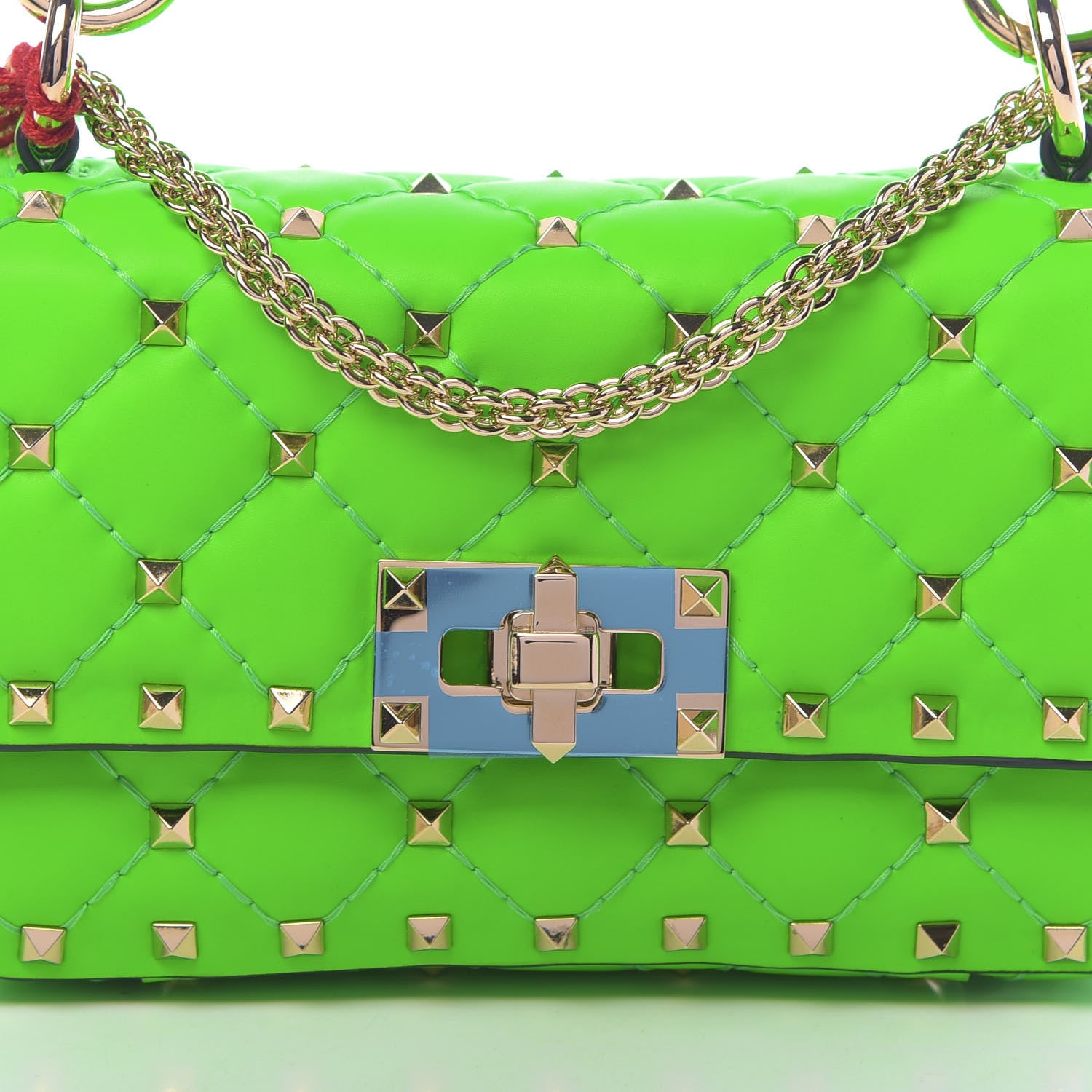 Valentino Garavani Calfskin Mini Rockstud Spike Shoulder Bag Fluo Green 9 of 9