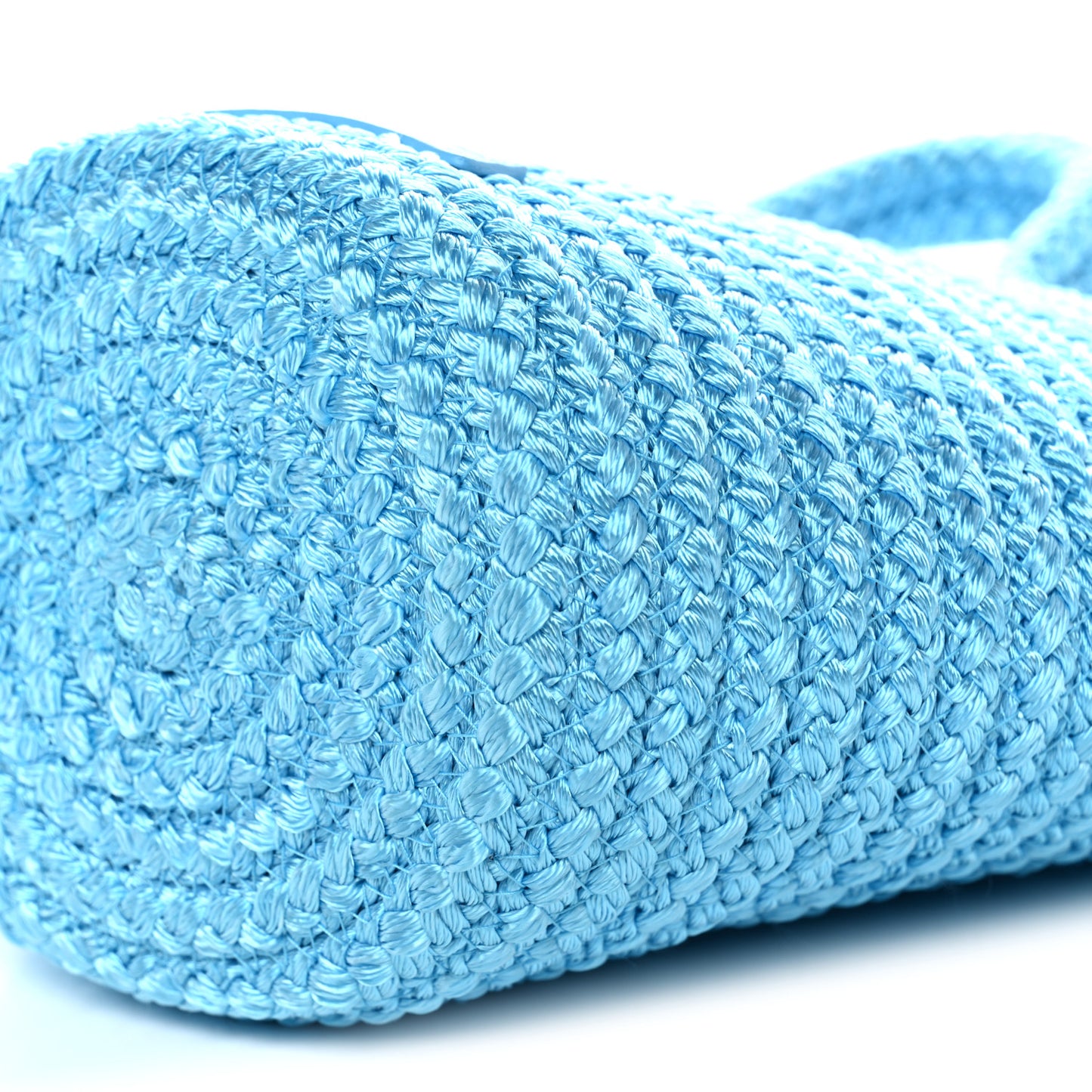 Nylon Lambskin Woven Mini Ibiza Basket With Strap Azur White