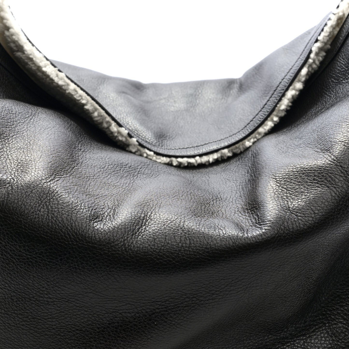 Calfskin Shearling Large Voyou Bag Chocolate