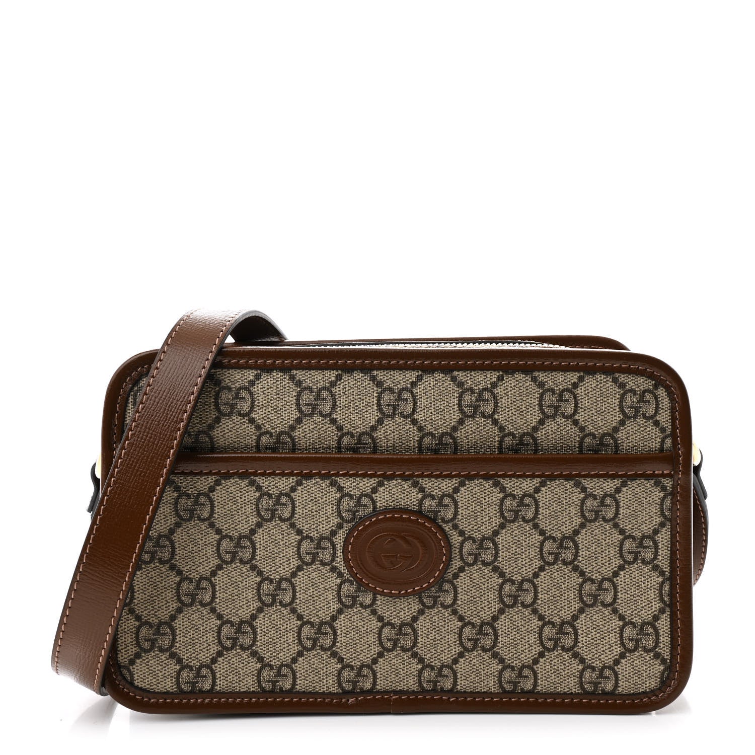 Gucci GG Supreme Monogram Azalea Calfskin Mini Retro Interlocking G Shoulder Bag Beige Ebony Brown Sugar 1 of 10