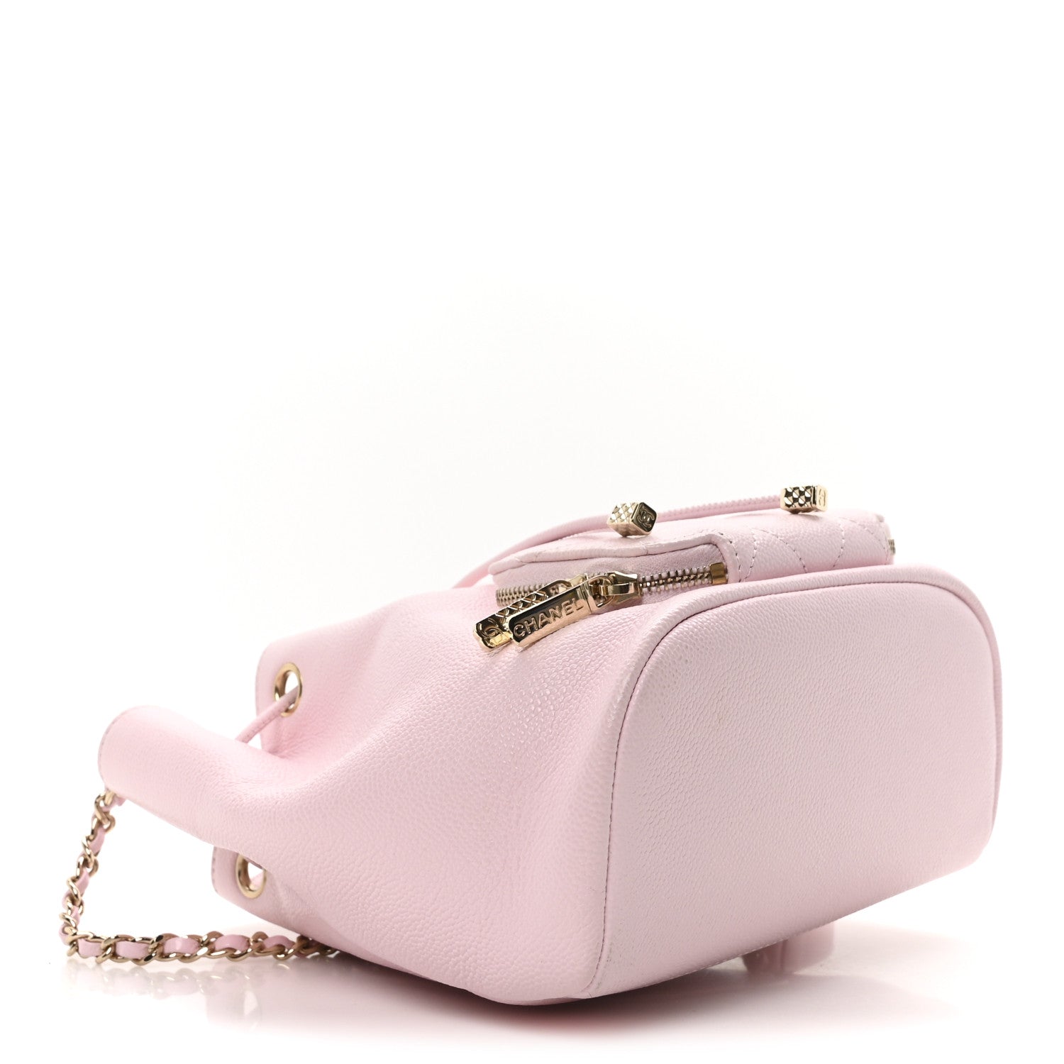Chanel Caviar Quilted CC Pocket Bucket Bag Light Pink 4 of 10