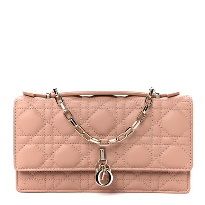 Christian Dior Lambskin Cannage Mini My Dior Top Handle Clutch Rose Des Vents 1 of 12