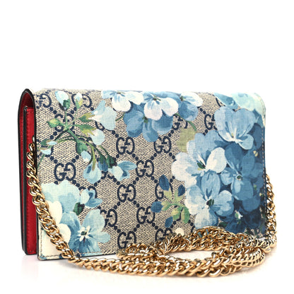 Gucci GG Supreme Monogram Blooms Chain Wallet Blue 3 of 11