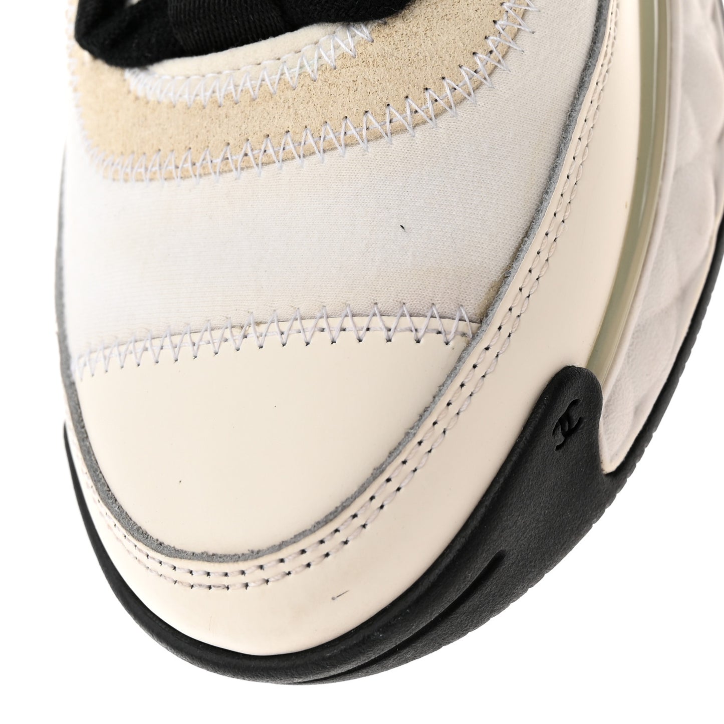 Velvet Calfskin Mixed Fibers CC Sneakers 36 Ivory Black