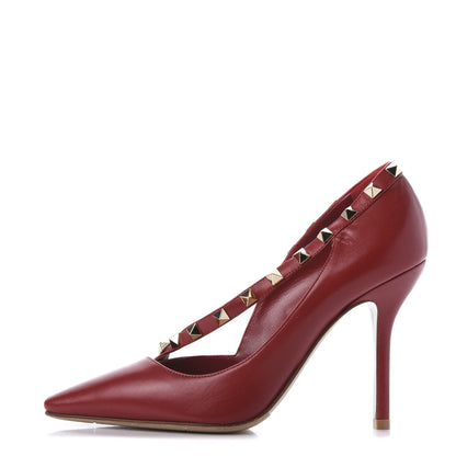 Valentino Garavani Nappa Rockstud Cross Strap D'Orsay 105mm Pumps 37 Red 1 of 9