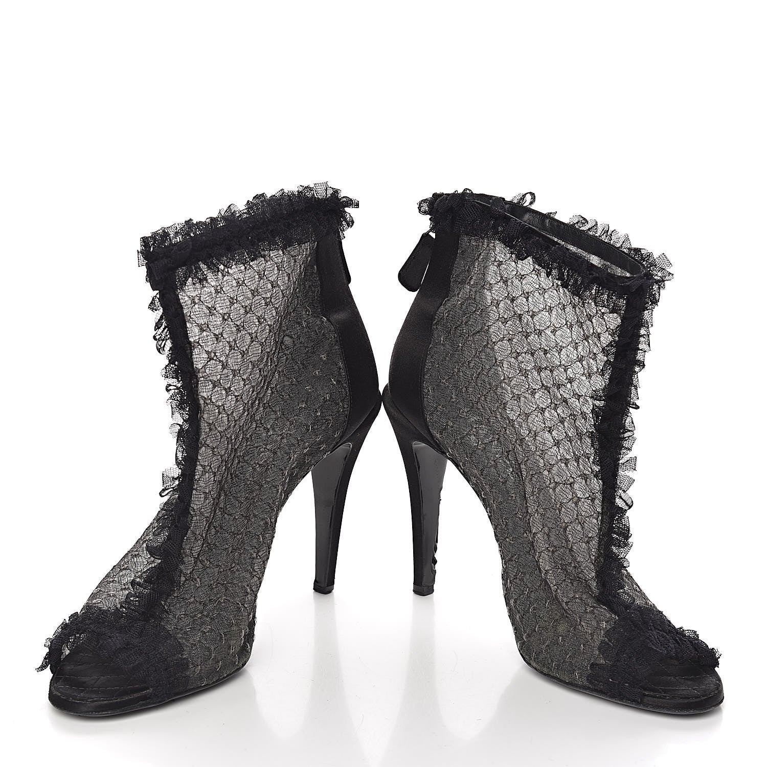 Chanel Lace Mesh Booties 39 Black 10 of 10