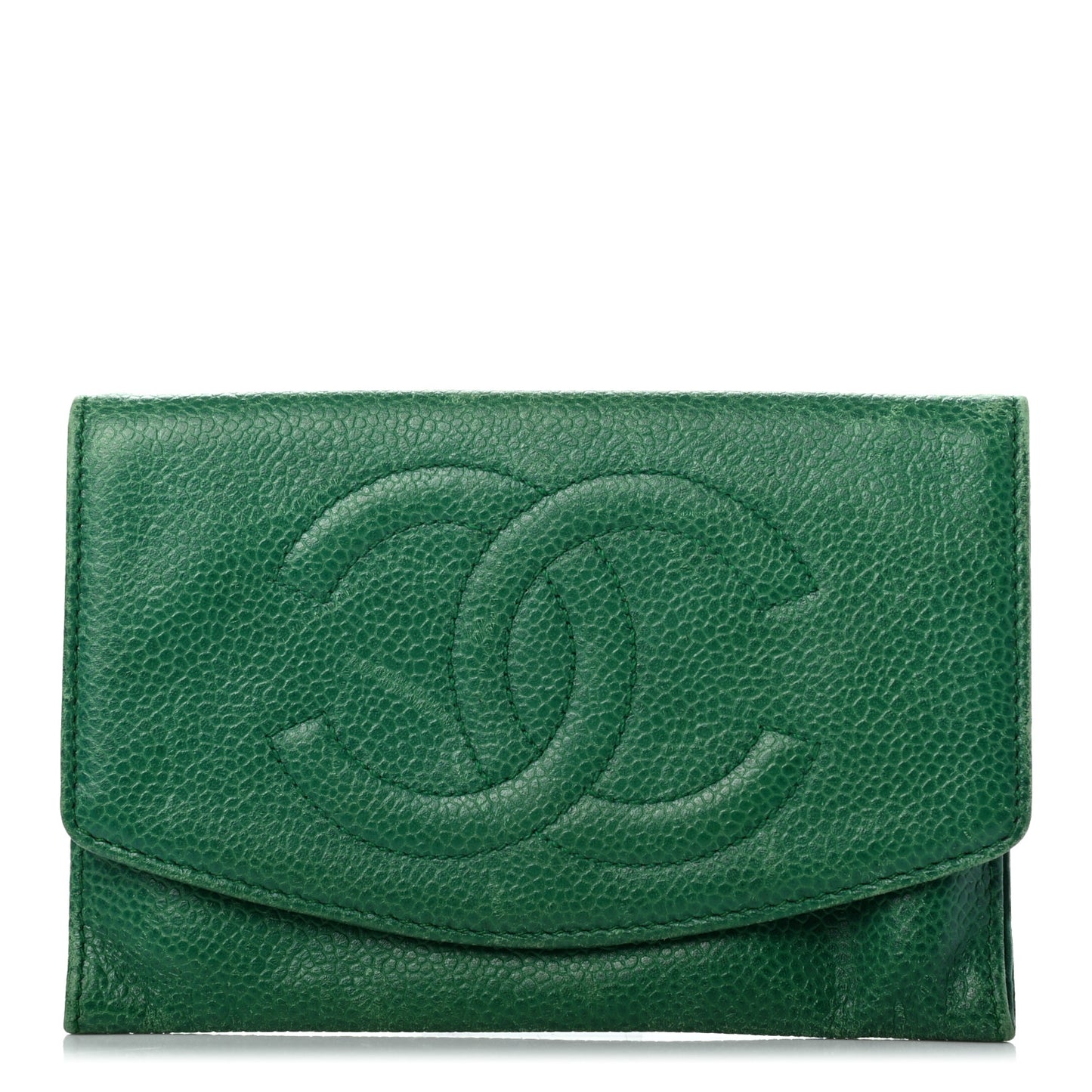 Caviar Timeless CC Card Holder Flap Wallet Green