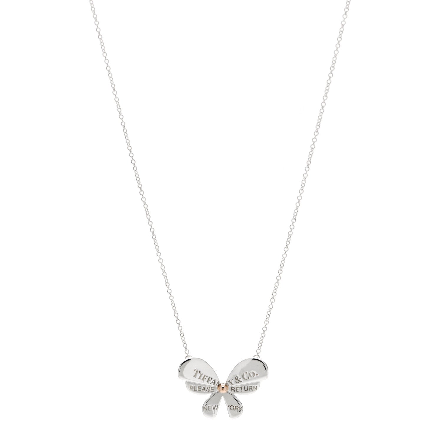 Tiffany Sterling Silver 18K Rose Gold Return to Tiffany Love Bugs Butterfly Pendant Necklace 1 of 6