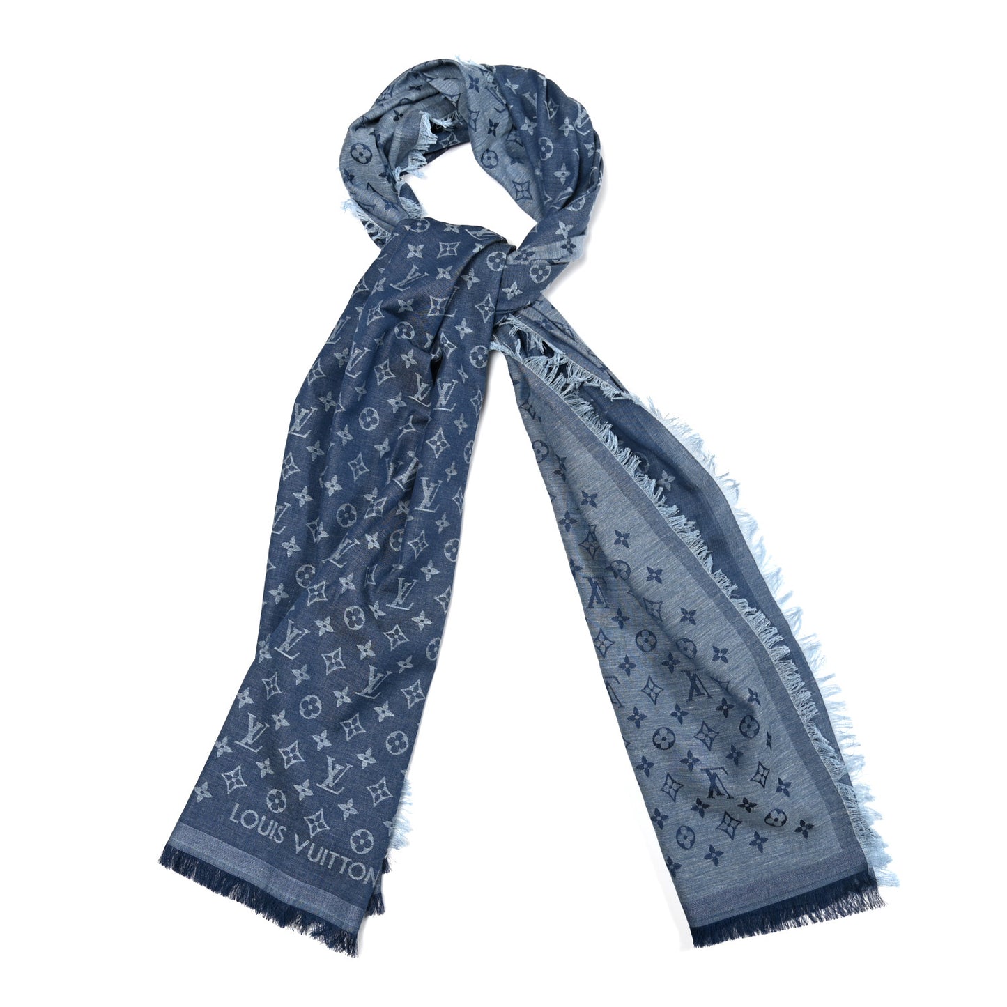 Cotton Monogram Essential Stole Blue