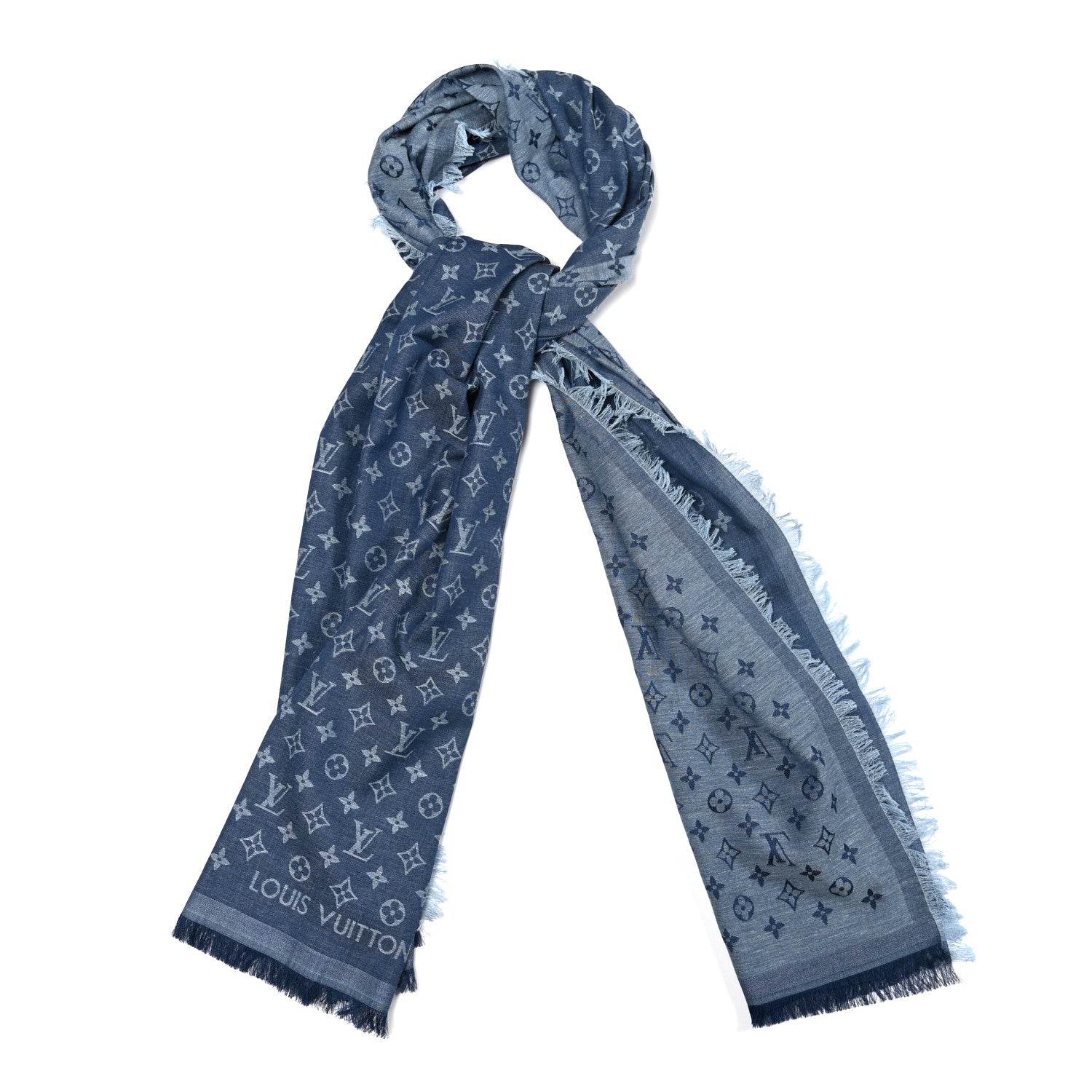 Louis Vuitton Cotton Monogram Essential Stole Blue 1 of 4