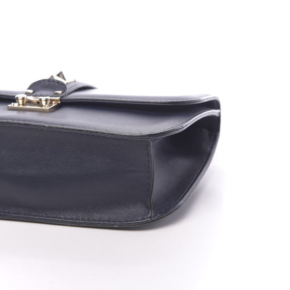 Valentino Garavani Vitello Medium Glam Lock Rockstud Flap Marine 10 of 12