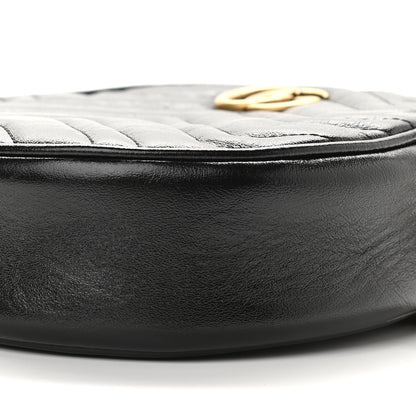 Gucci Azalea Calfskin Matelasse Heart Mini GG Marmont Round Shoulder Bag Black 9 of 9