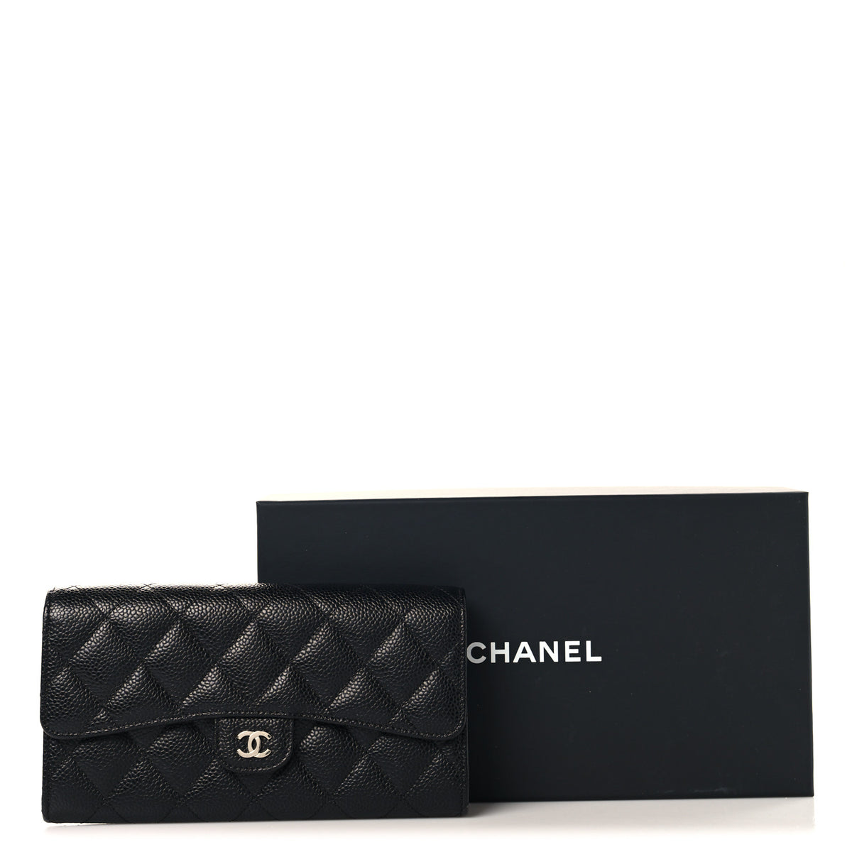 Chanel Caviar Quilted Large Gusset Flap Wallet Black 9 of 9