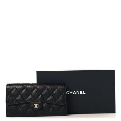 Chanel Caviar Quilted Large Gusset Flap Wallet Black 9 of 9