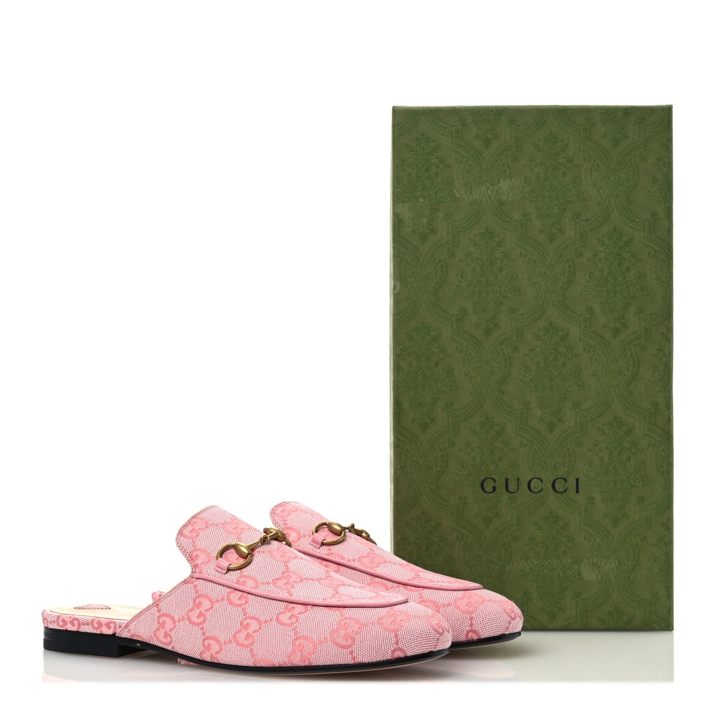 Canvas GG Monogram Nappa Womens Princetown Slippers 37 Cotton Candy Dark Cotton Candy Wild Rose