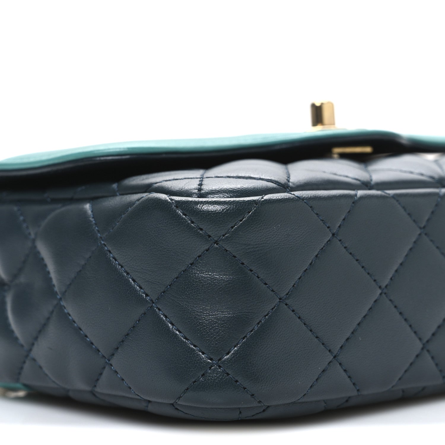 Chanel Lambskin Quilted Two Tone Day Flap Navy Turquoise 9 of 10