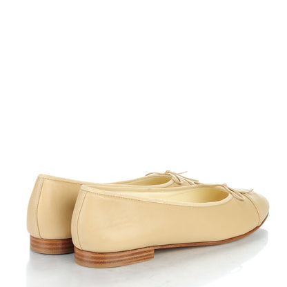 Chanel Lambskin Cap Toe CC Ballerina Flats 40 Light Beige 4 of 9