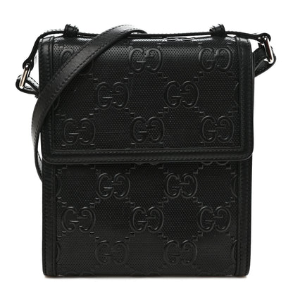 Gucci Calfskin GG Tennis Embossed Messenger Bag Black 1 of 8