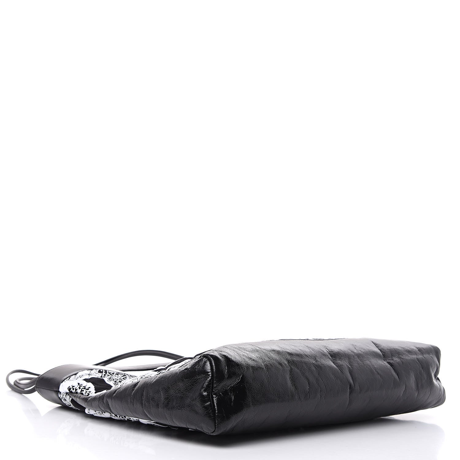 Chanel Patent Calfskin Canvas Printed Medium 31 Shopping Bag Black 4 of 10