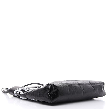 Chanel Patent Calfskin Canvas Printed Medium 31 Shopping Bag Black 4 of 10