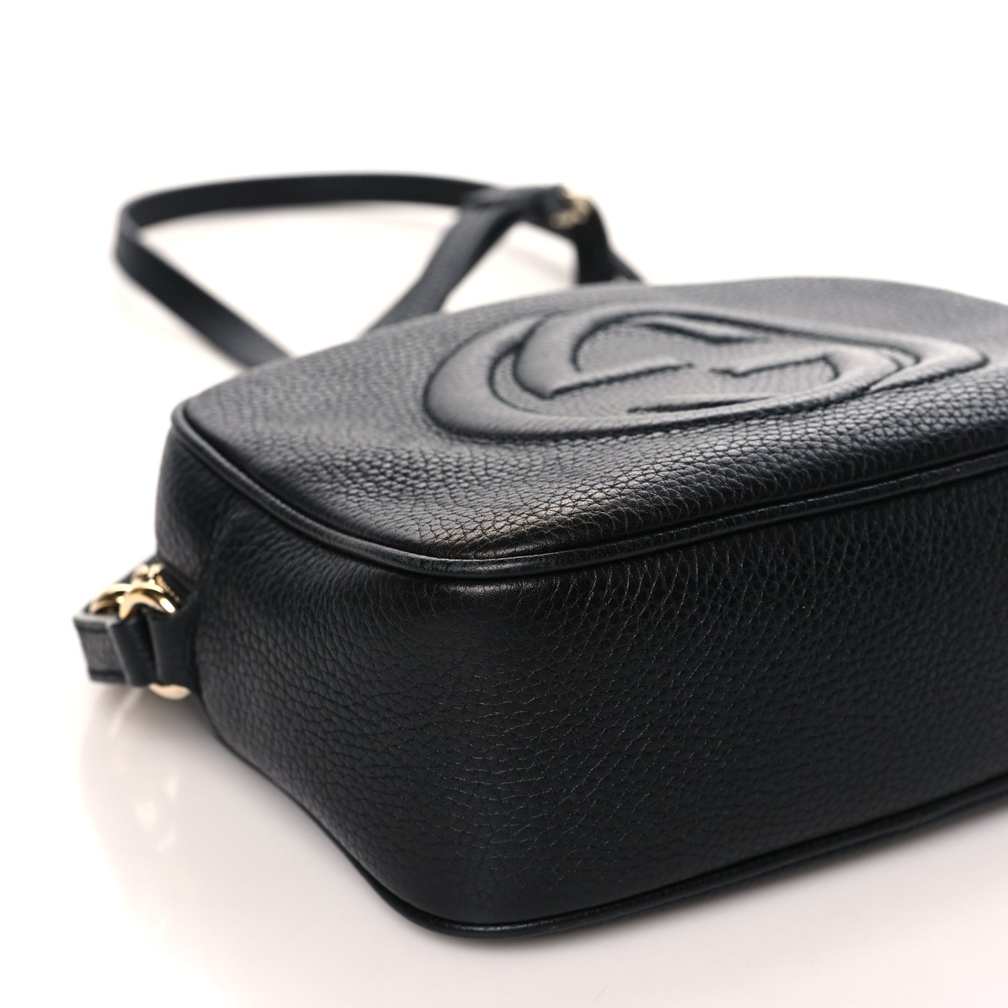 Pebbled Calfskin Small Soho Disco Bag Black