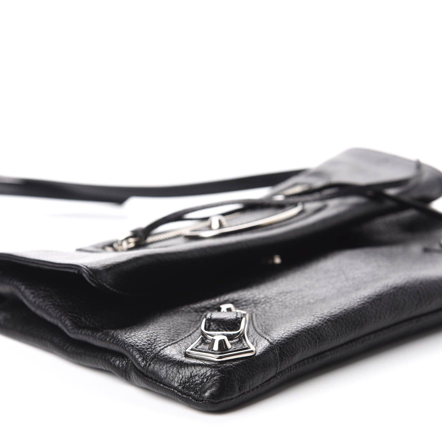Balenciaga Chevre Silver Metallic Edge Hardware Envelope Clutch Black 6 of 10