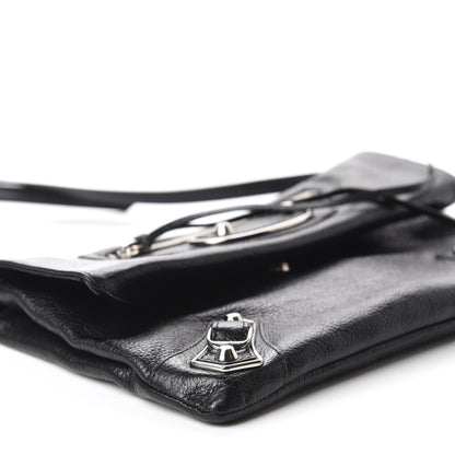 Balenciaga Chevre Silver Metallic Edge Hardware Envelope Clutch Black 6 of 10