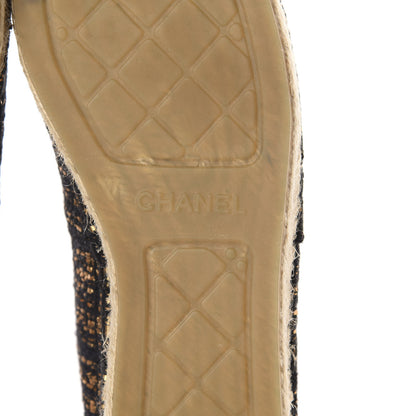 Chanel Metallic Tweed Grosgrain CC Espadrilles 40 Black Gold 8 of 12