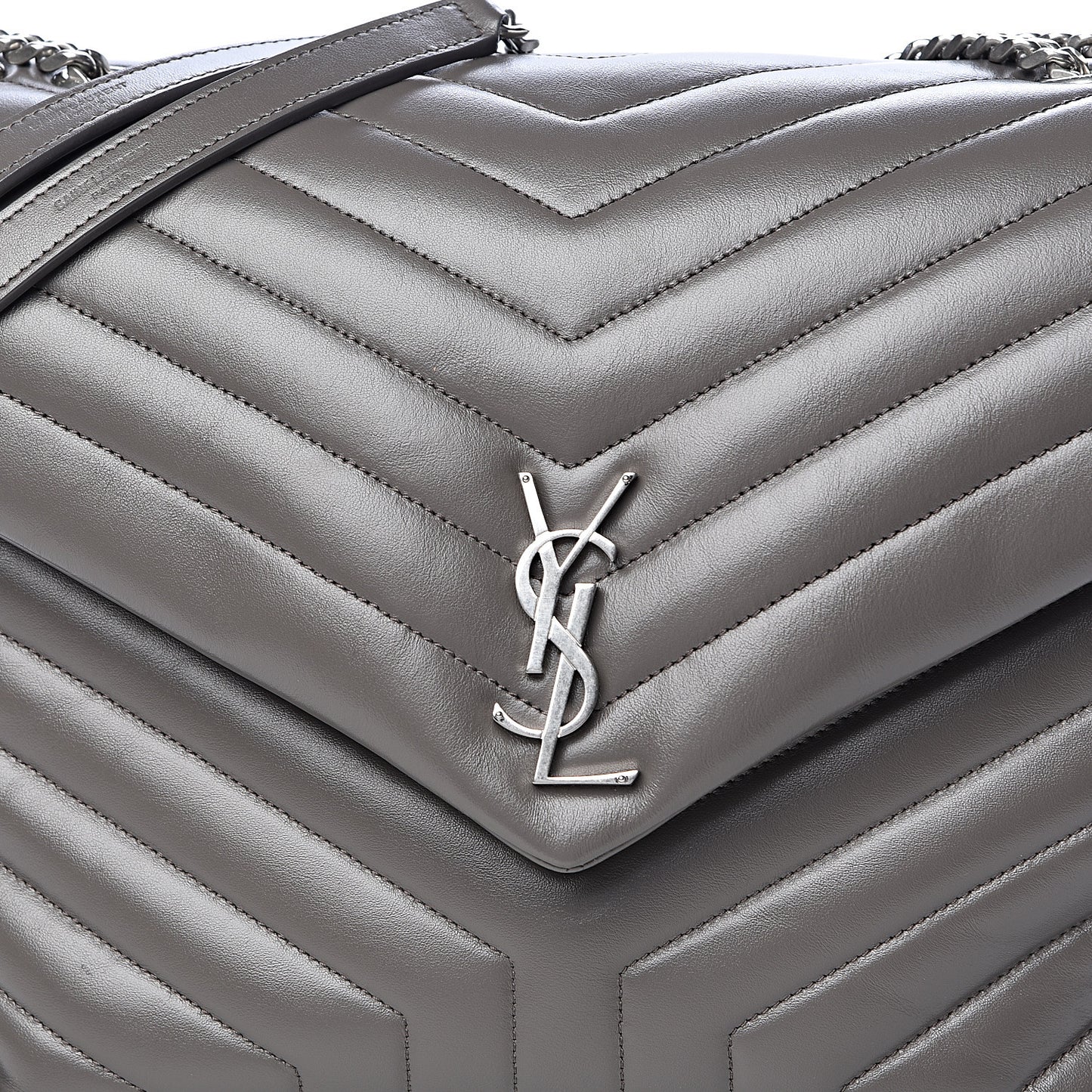 Calfskin Y Quilted Monogram Large Loulou Chain Satchel Earth