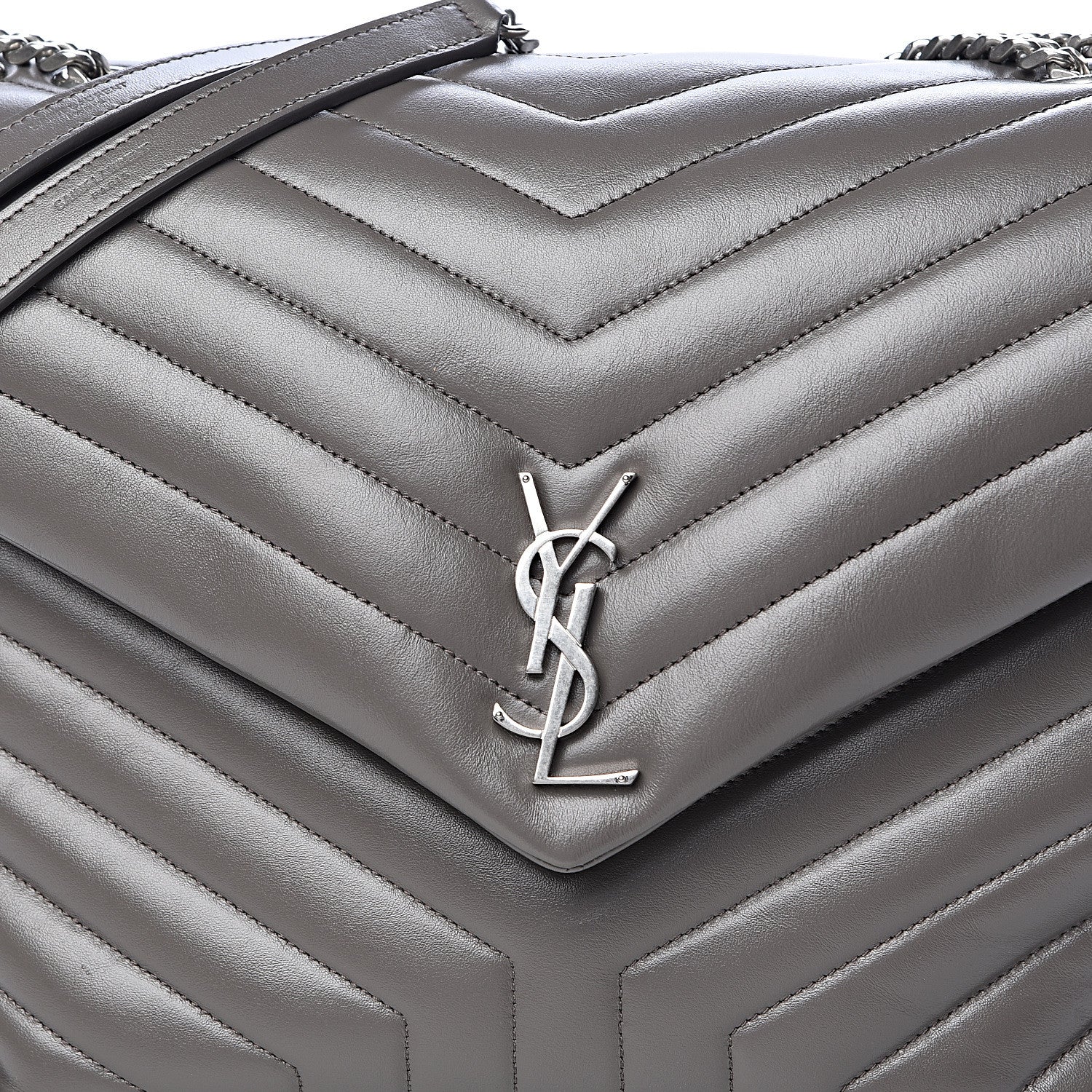 Saint Laurent Calfskin Y Quilted Monogram Large Loulou Chain Satchel Earth 10 of 10