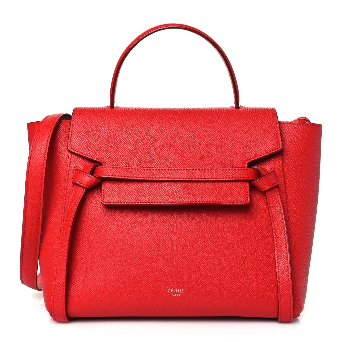Baby Grained Calfskin Micro Belt Bag Coquelicot