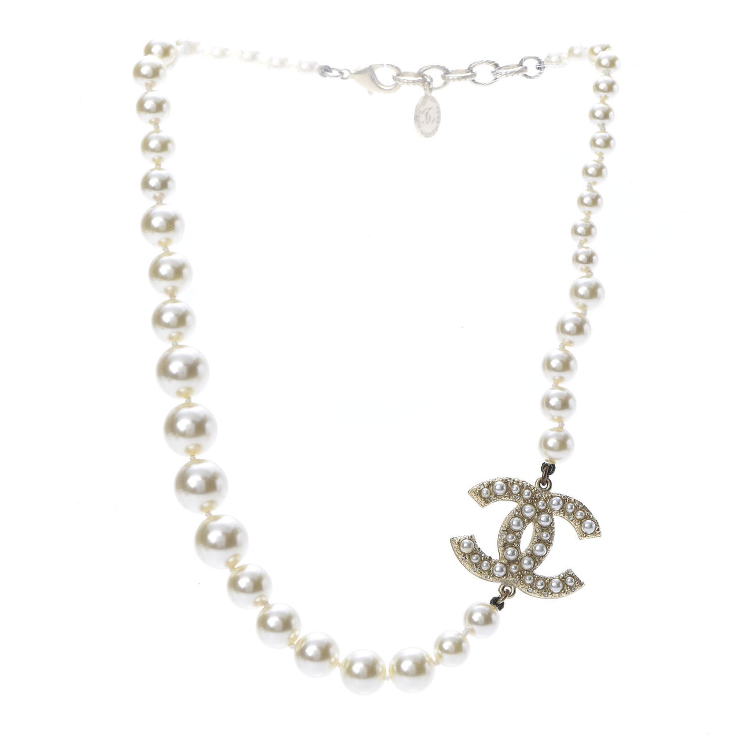 Graduated Pearl CC Short Necklace Gold