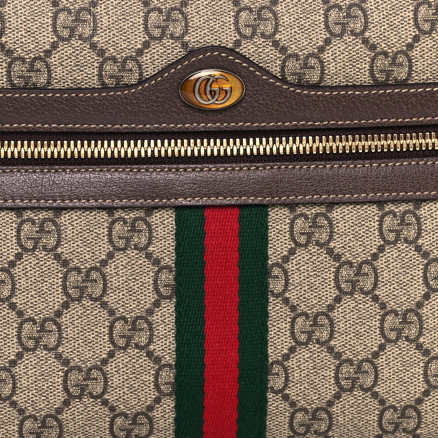 GG Supreme Monogram Web Small Ophidia Shoulder Bag Brown