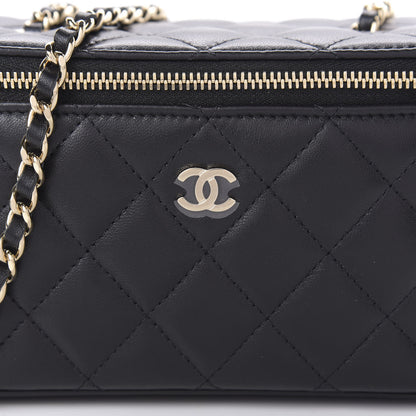 Chanel Lambskin Quilted Small Vanity Case With Chain Black 10 of 11