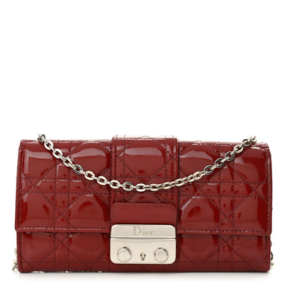 Christian Dior Patent Cannage Miss Dior Chain Wallet Red 1 of 13