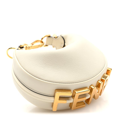 Fendi Vitello Grace Matte Nano Fendigraphy Hobo Charm White Ice 4 of 6