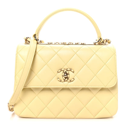 Chanel Lambskin Quilted Small Trendy Chain CC Dual Handle Flap Bag Yellow 1 of 10