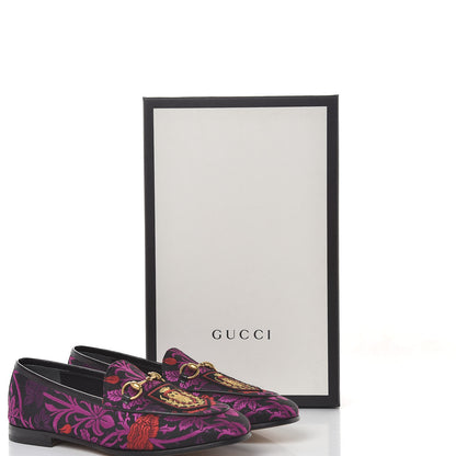 Gucci Jacquard Floral Womens Horsebit Jordaan Loafers 37 Black Begonia 10 of 10