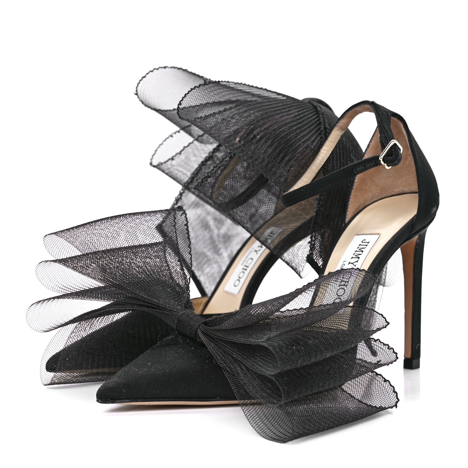 Jimmy Choo Grosgrain Aveline Bow 100 Sandals 36.5 Black 3 of 7