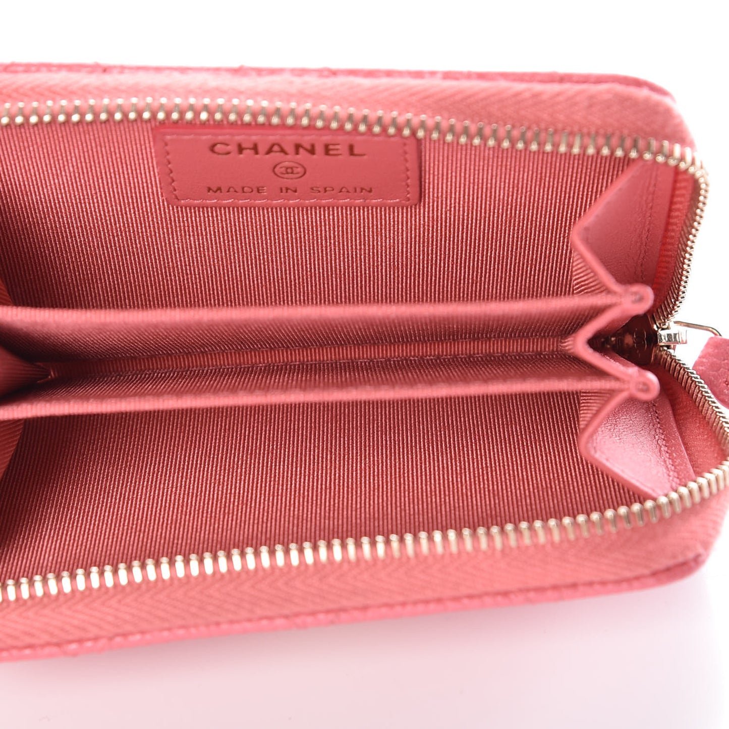 Caviar Quilted Zip Coin Purse Pink