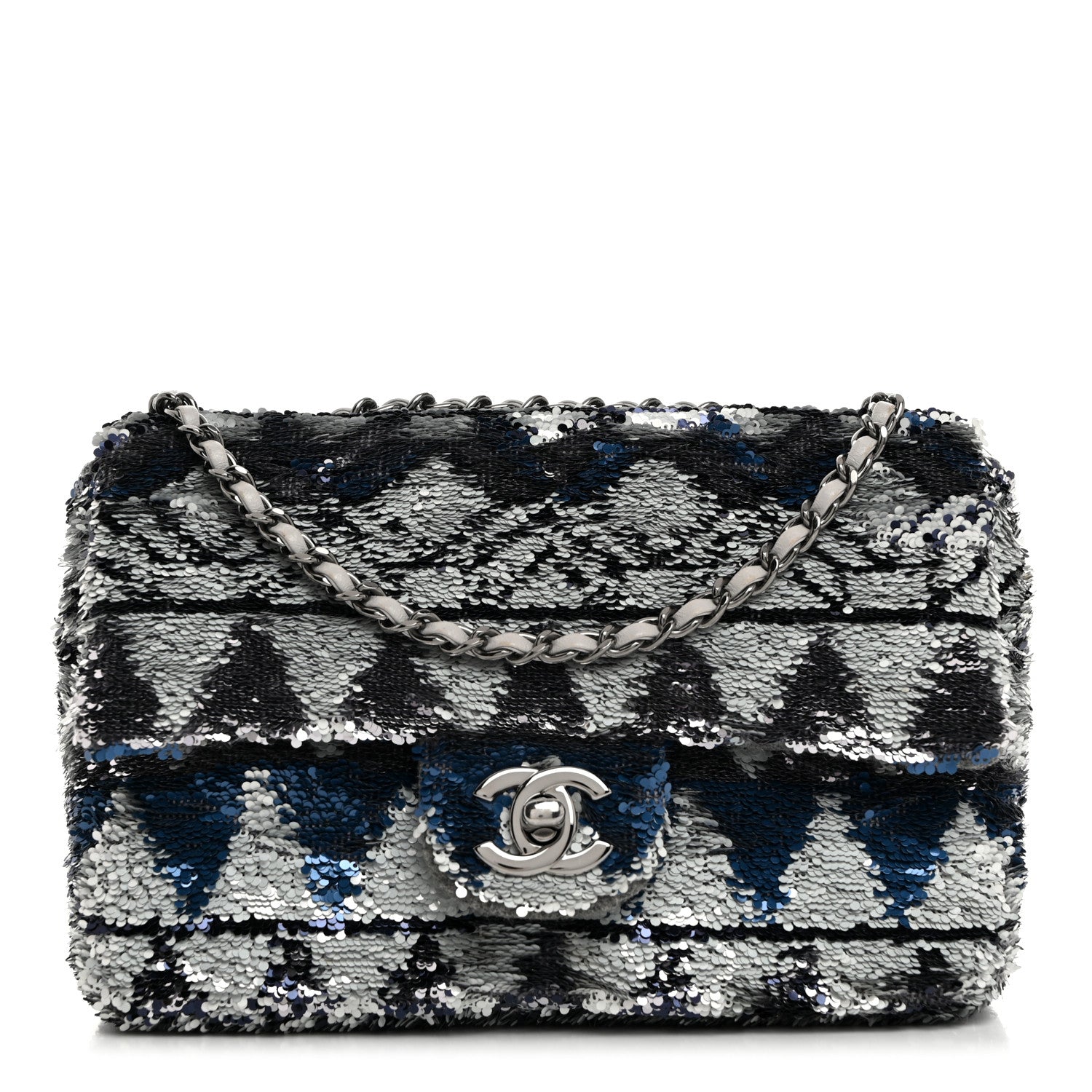 Chanel Sequin Mini Rectangular Flap Blue Multicolor 1 of 10