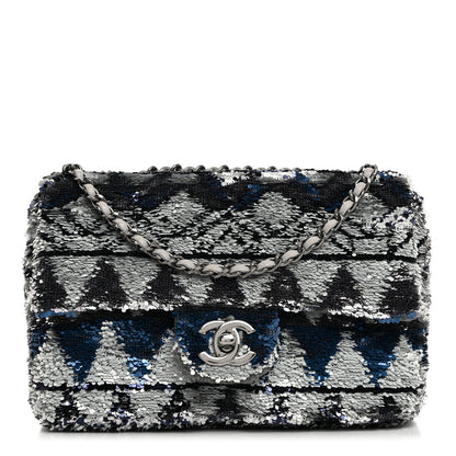 Chanel Sequin Mini Rectangular Flap Blue Multicolor 1 of 10