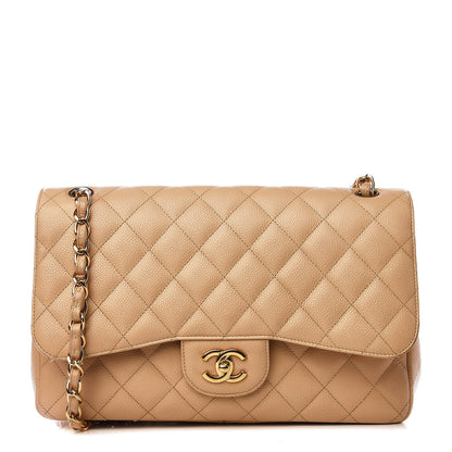 Chanel Caviar Quilted Jumbo Double Flap Beige 1 of 9