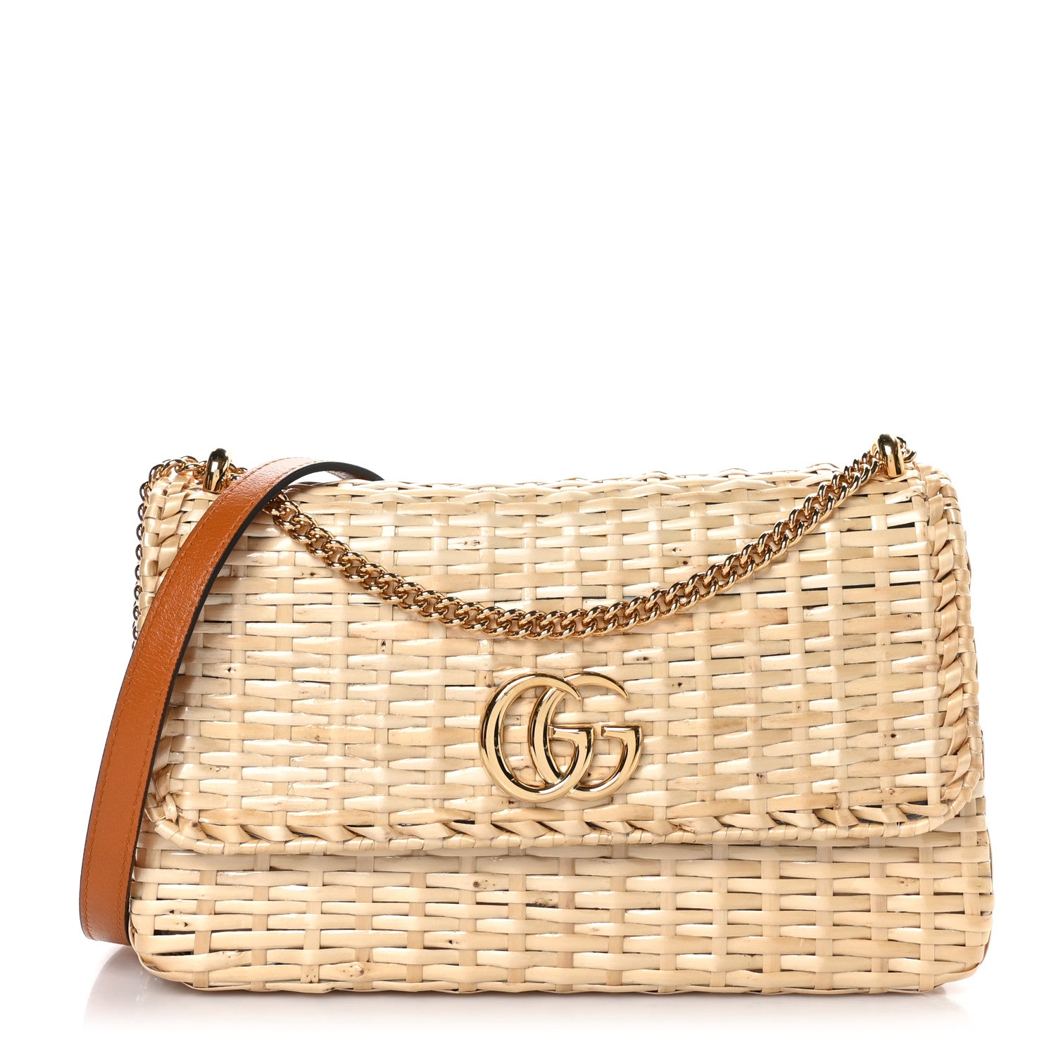 Gucci Glazed Wicker Small Cestino Shoulder Bag Natural 1 of 9