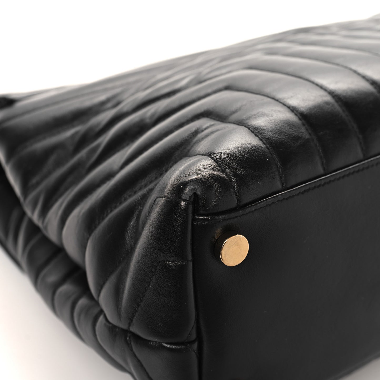 Calfskin Y Quilted Monogram Large Loulou Chain Satchel Black