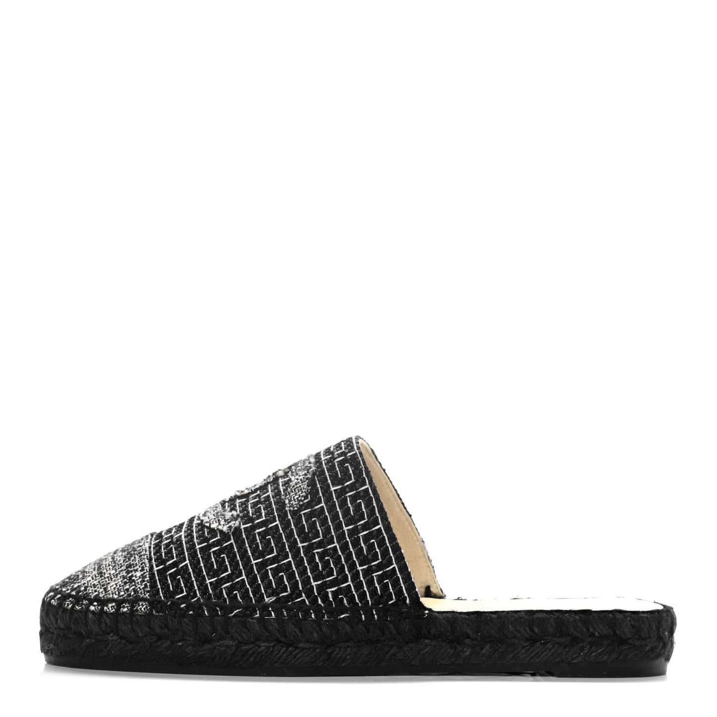 Tweed CC Slip On Espadrilles 37 Black Silver