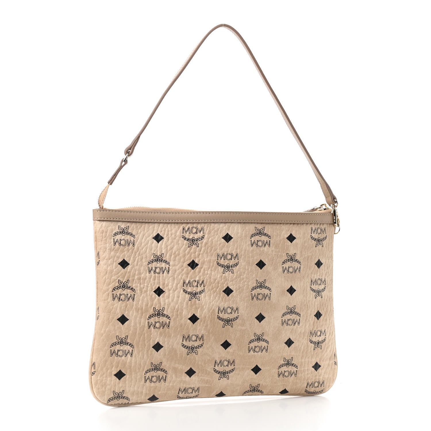 MCM Visetos Medium Pouch Beige 3 of 8