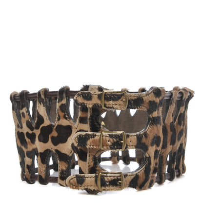 Alaia Pony Hair Triple Buckle Belt 75 Leopard 1 of 7