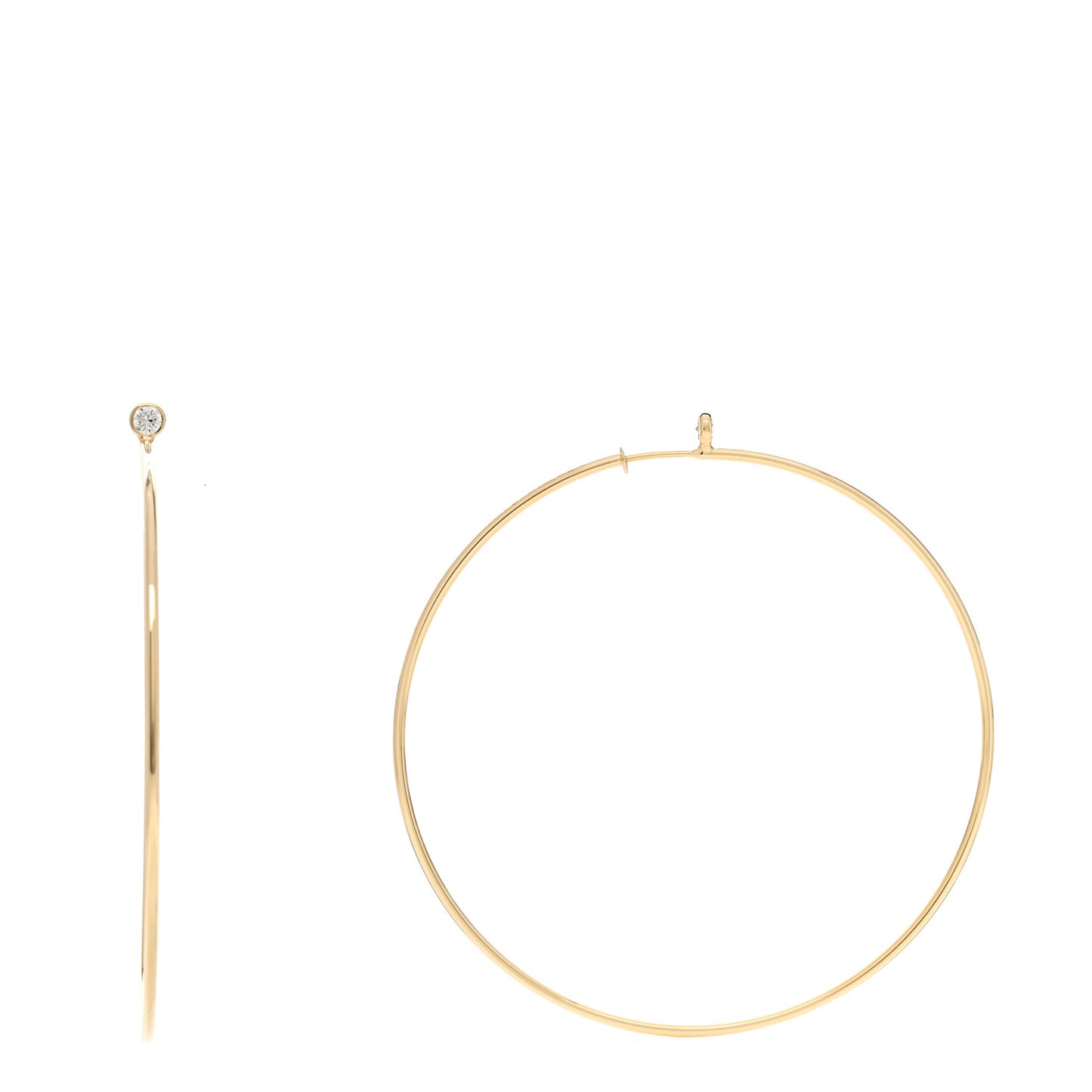 18K Yellow Gold Diamond Large Elsa Peretti Hoop Earrings